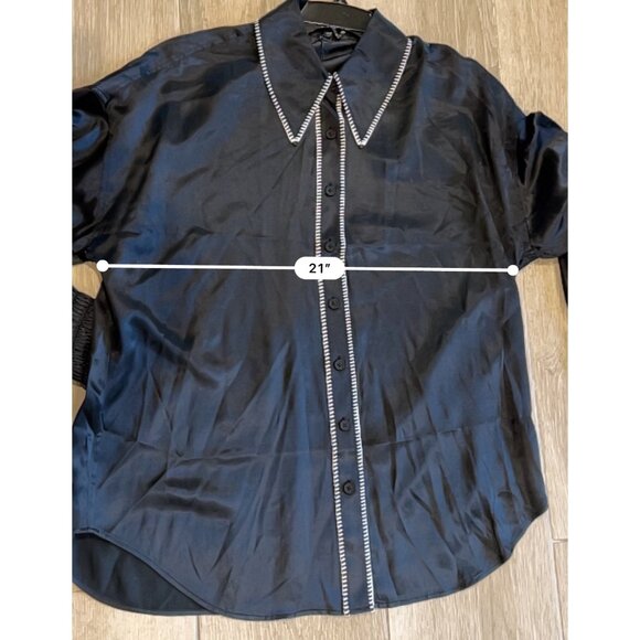 NWOT AllSaints Charli Stitch black Shirt top size US 4 - Picture 9 of 12